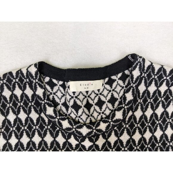 ELODIE - WOMEN'S BLACK & WHITE PRINT SWEATER DRESS - SIZE M - Picture 4 of 6